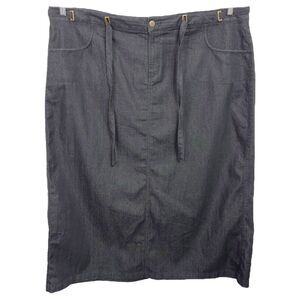 Cato Plus Size 22W Denim Skirt Midi Dark Blue Jean‎ Stretch Drawstring Belt 1174